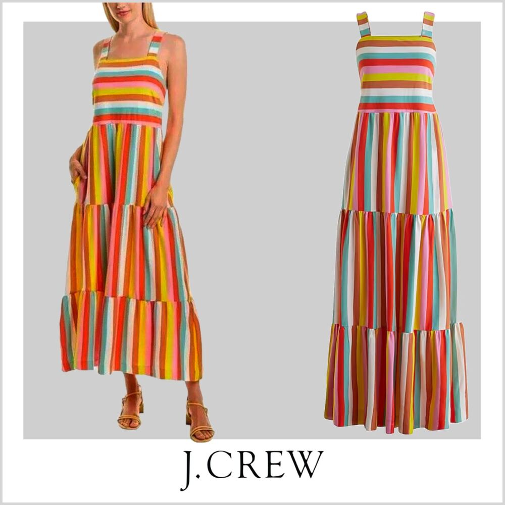 J. Crew Multicolor Striped Maxi Dress